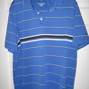 Chaps Golf Stay Dry Polo Shirt Men's Size Large 100% Cotton Blue Striped